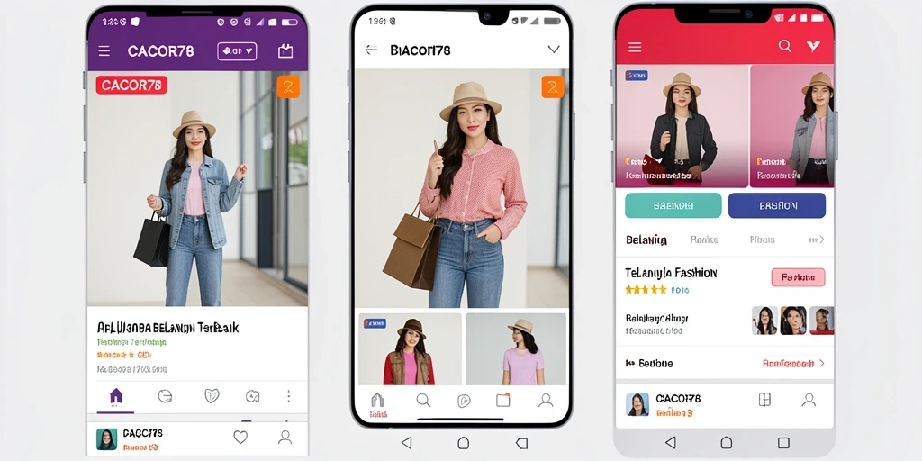 Antarmuka CACOR78 menunjukkan kemudahan navigasi belanja fashion.