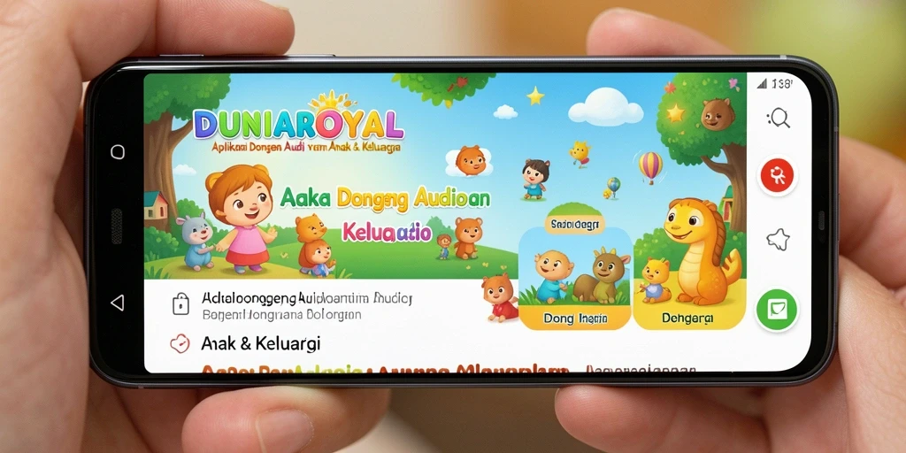 Tampilan antarmuka DUNIAROYAL yang ramah anak dan menyenangkan.