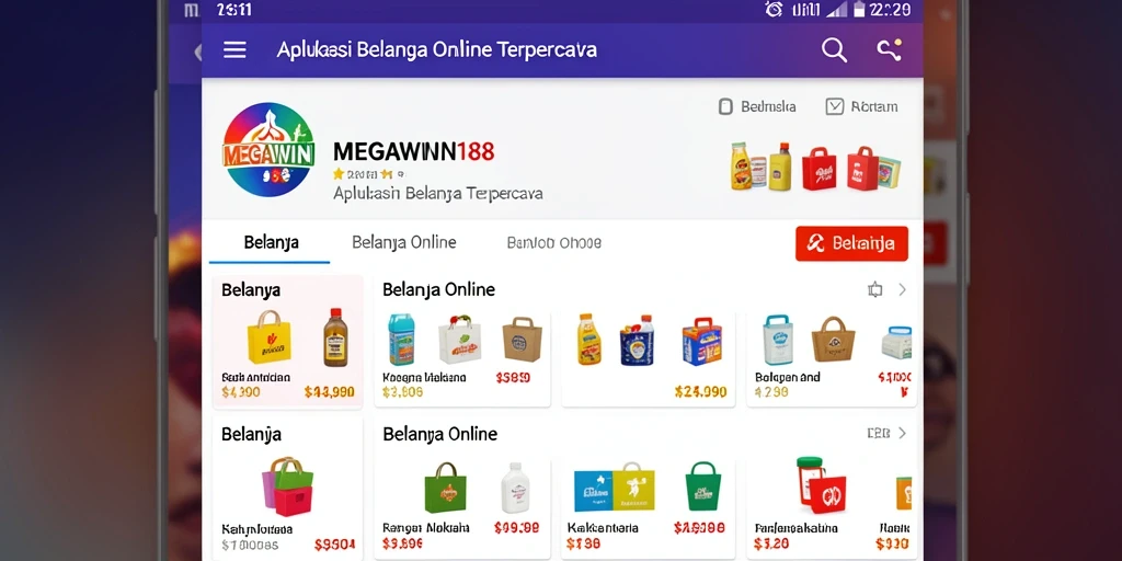 Screenshot antarmuka aplikasi MEGAWIN188 untuk pengalaman Belanja Online.