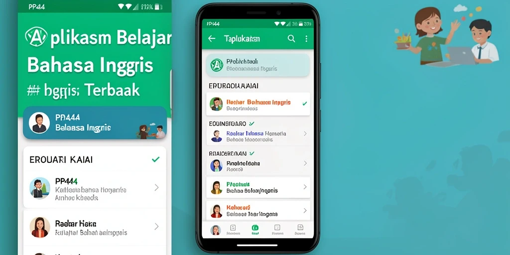 Tampilan utama PP444 dengan berbagai fitur belajar Bahasa Inggris.