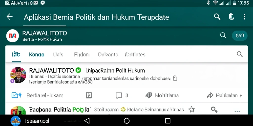 Tampilan utama aplikasi RAJAWALITOTO dengan berbagai berita politik terkini.