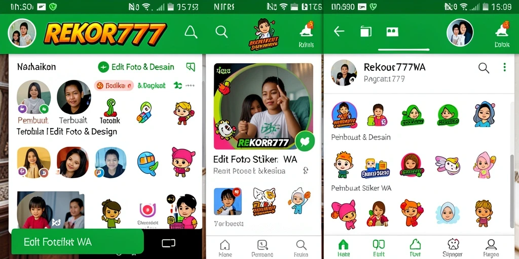 Antarmuka aplikasi REKOR777 dengan fungsi Pembuat Stiker WA.