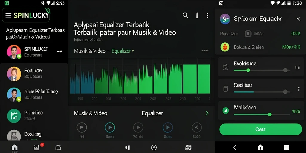Tampilan antarmuka aplikasi SPINLUCKY untuk pengaturan Equalizer.