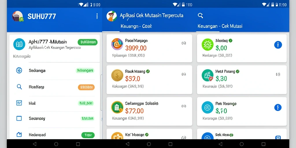 Antarmuka SUHU777 yang sederhana untuk cek mutasi keuangan.